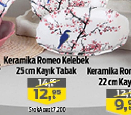 Keramika Romeo Kelebek 25 cm Kayık Tabak image