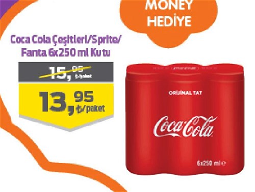 Coca Cola Çeşitleri/Sprite/Fanta 6x250 ml Kutu image