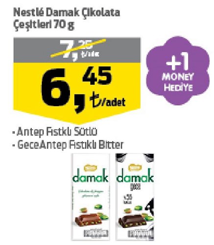 Nestle Damak Çikolata Çeşitleri 70 g image