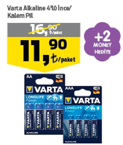 Varta Alkaline 4'lü İnce/Kalem Pil image