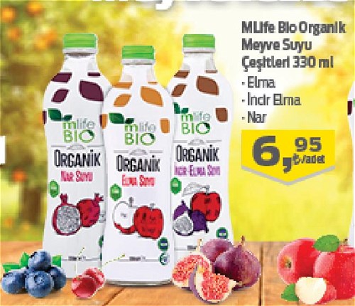 MLife Bio Organik Meyve Suyu Çeşitleri 330 ml image