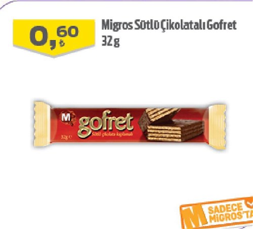 Migros Sütlü Çikolatalı Gofret 32 g image