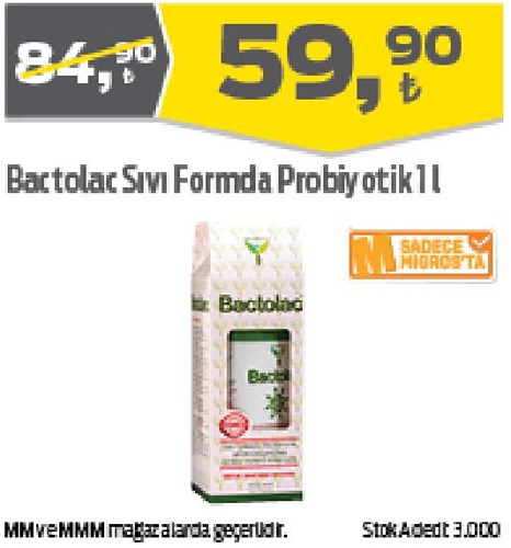 Bactolac Sıvı Formda Probiyotik 1 l image