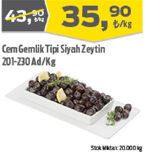 Cem Gemlik Tipi Siyah Zeytin 201-230 Ad/Kg image