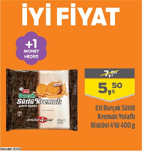 Eti Burçak Sütlü Kremalı Yulaflı Bisküvi 4'lü 400 g image