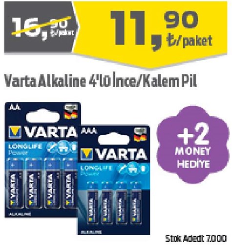 Varta Alkaline 4'lü İnce/Kalem Pil image