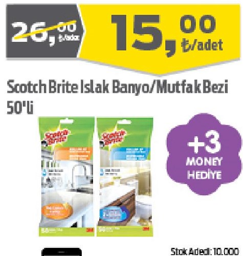 Scotch Brite Islak Banyo/Mutfak Bezi 50'li image