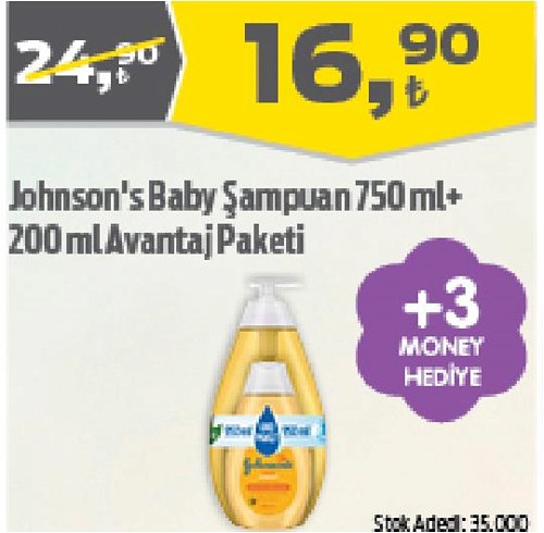 Johnson's Baby Şampuan 750 ml+200 ml Avantaj Paketi image