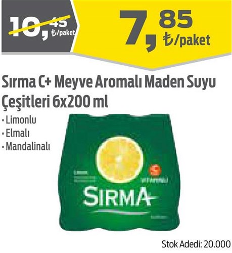 Sırma C+ Meyve Aromalı Maden Suyu Çeşitleri 6x200 ml image