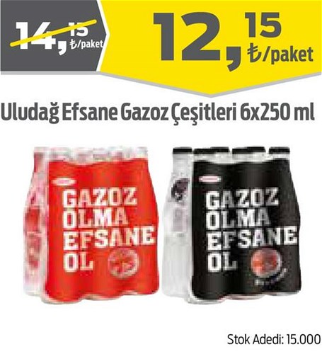 Uludağ Efsane Gazoz Çeşitleri 6x250 ml image