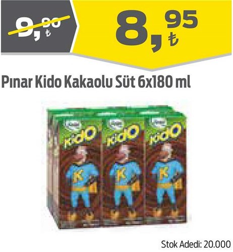 Pınar Kido Kakaolu Süt 6x180 ml image