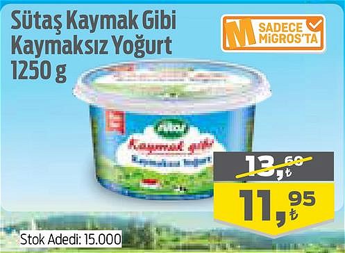 Sütaş Kaymak gibi Kaymaksız Yoğurt 1250 g image