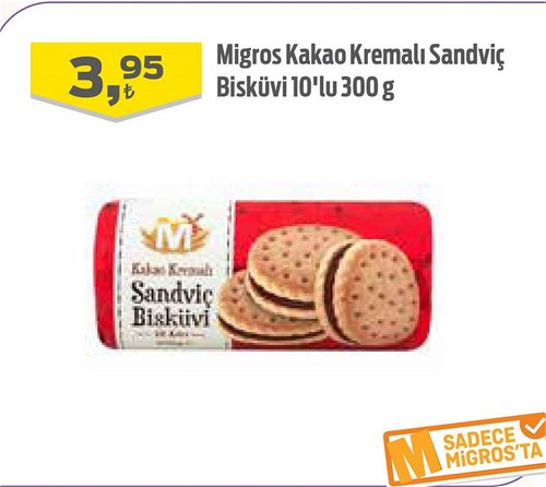 Migros Kakao Kremalı Sandviç Bisküvi 10'lu 300 g image