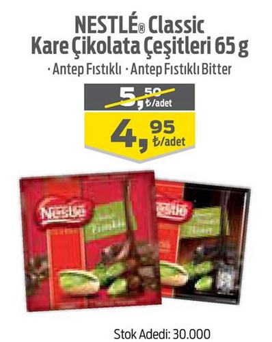 Nestle Classic Kare Çikolata Çeşitleri 65 g image