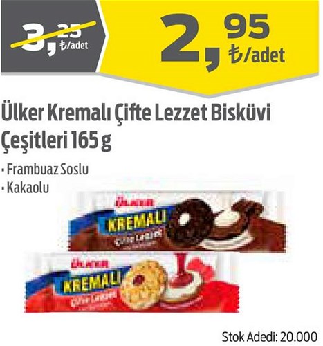 Ülker Kremalı Çifte Lezzet Bisküvi Çeşitleri 165 g image