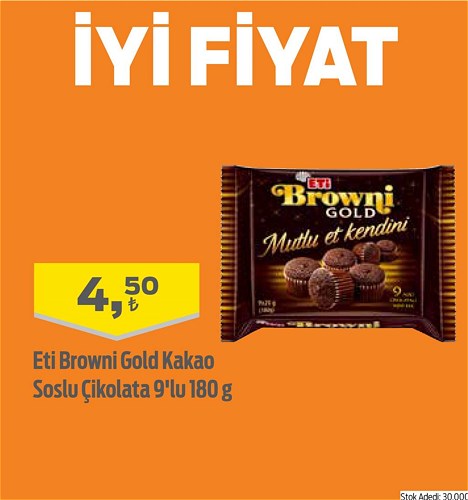 Migros Eti Browni Gold Kakao Soslu Çikolatalı 9'lu 180 g