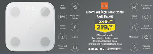 Xiaomi Yağ Ölçer Fonksiyonlu Akıllı Baskül image