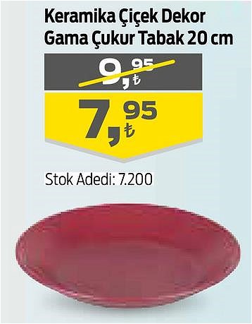 Keramika Çiçek Dekor Gama Çukur Tabak 20 cm image