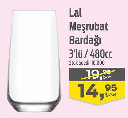 Lav Lal Meşrubat Bardağı 3'lü/480 cc image