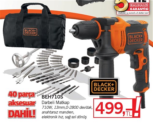 Black+Decker BEH710S Darbeli Matkap 710 W image