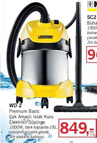 Karcher WD 2 Premium Basic Çok Amaçlı Islak Kuru Elektrikli Süpürge 1000 W image