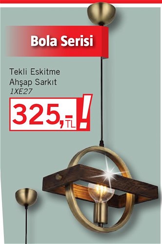 Lucea Bola Tekli Eskitme Ahşap Sarkıt 1xE27 image