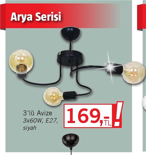 Lucea Arya 3'lü Avize 3x60 W E27 image