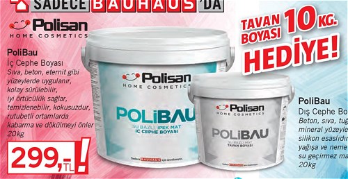 Polisan PoliBau İç Cephe Boyası 20 kg+Tavan Boyası 10 kg Hediye image