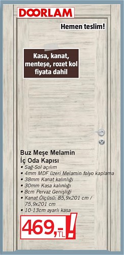 Doorlam Buz Meşe Melamin İç Oda Kapısı image