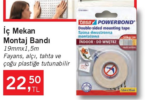 Tesa İç Mekan Montaj Bandı 19 mm x 1,5 m image