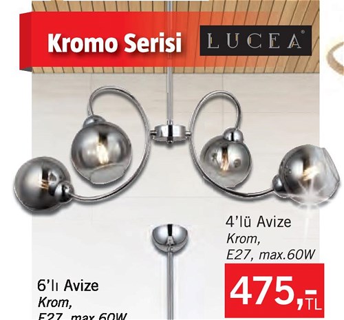 Lucea Kromo Serisi 4'lü Avize Krom E27 max.60W image