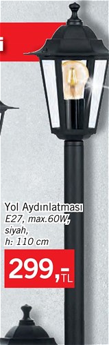 Eglo Laterna Serisi Yol Aydınlatması E27 mx.60W h:110 cm image