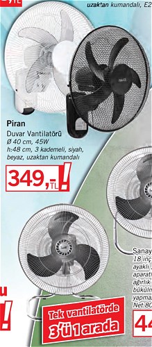 Piran Duvar Vantilatörü 40 cm 45W image