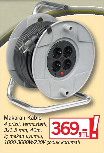 Makaralı Kablo 4 Prizli Termostatlı image