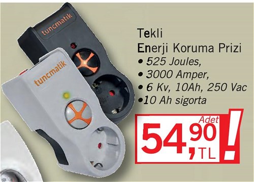 Tunçmatik Tekli Enerji Koruma Prizi 525 Joules image