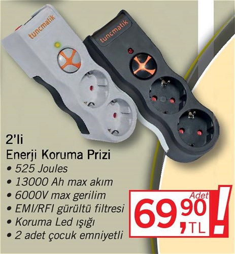 Tunçmatik 2'li Enerji Koruma Prizi 525 Joules image