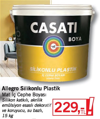 Casati Boya Allegro Silikonlu Plastik Mat İç Cephe Boyası 15 kg image