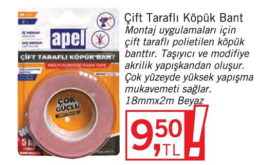 Çift Taraflı Köpük Bant 18 mmx2 m Beyaz image