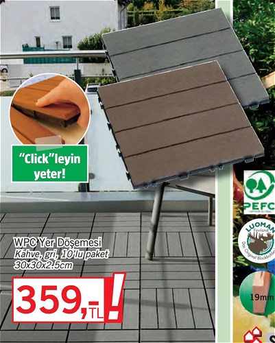 WPC Yer Döşemesi 10'lu Paket 30x30 cm image