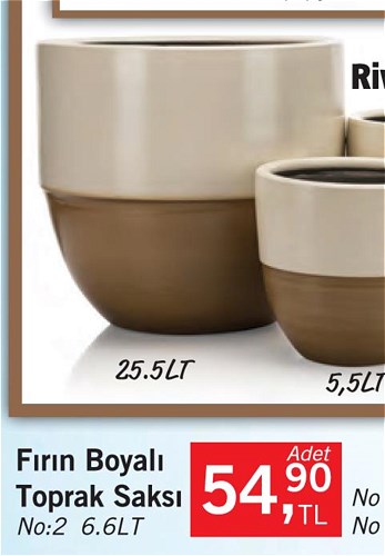 Riva Fırın Boyalı Toprak Saksı No:2 6,6 lt image