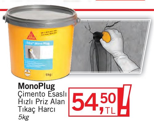 Sika MonoPlug Çimento Esaslı Hızlı Priz Alan Tıkaç Harcı 5kg image