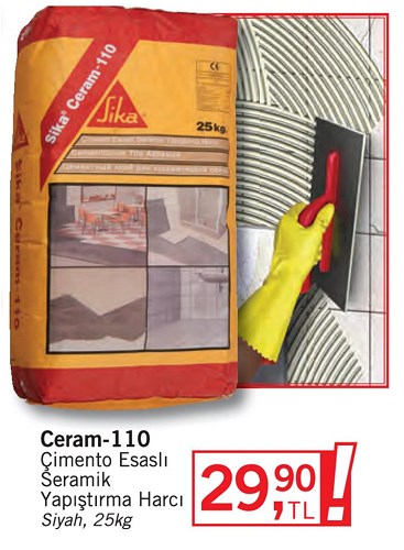 Sika Ceram-110 Çimento Esaslı Seramik Yapıştırma Harcı Siyah 25kg image