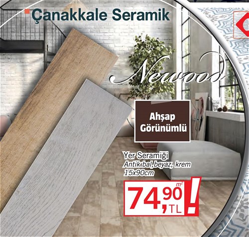 Çanakkale Seramik Neuvood Yer Seramiği 15x90 cm m² image