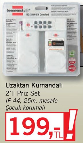 Brennenstuhl Uzaktan Kumandalı 2'li Priz Set image