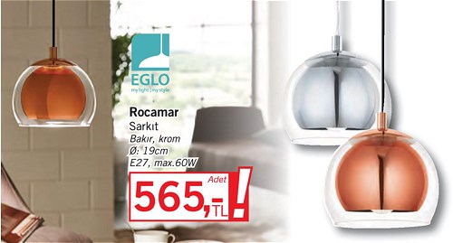 Eglo Rocamar Sarkıt 19cm E27 max.60W image