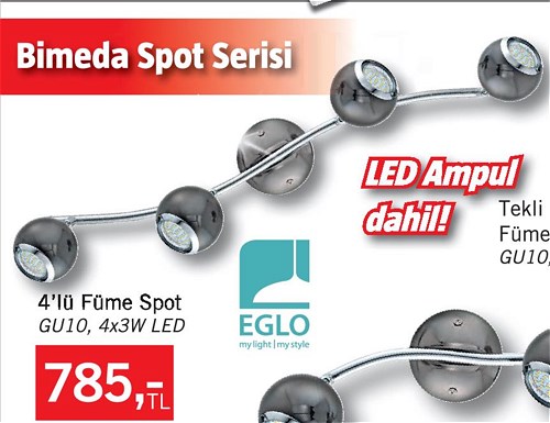 Eglo Bimeda Spot Serisi 4'lü Füme Spot 4x3W Led image