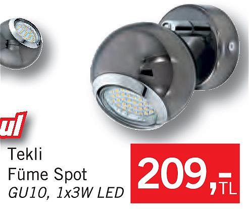 Eglo Bimeda Tekli Füme Spot 1x3W Led image