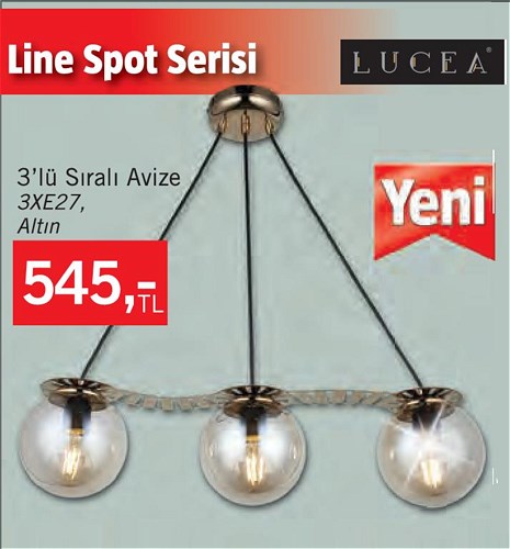 Lucea Line Spot Serisi 3'lü Sıralı Avize 3xE27 Altın image