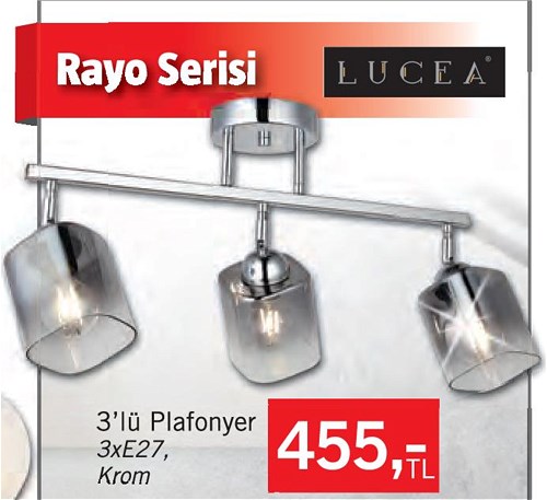 Lucea Rayo Serisi 3'lü Plafonyer 3xE27 Krom image