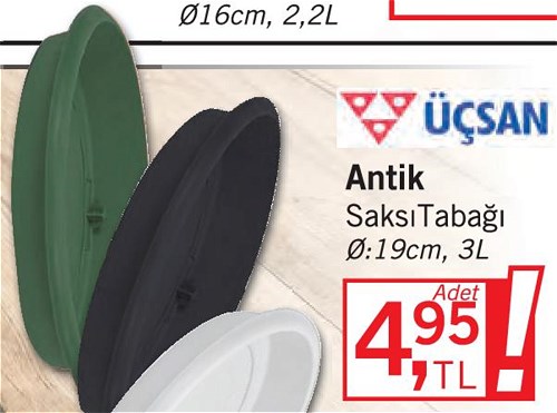 Üçsan Plastik Antik Saksı Tabağı 3 l image